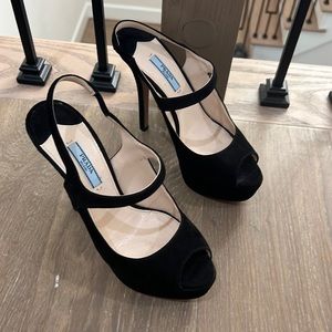 -Prada Comoscio Chic Calzature Donna Platform Peep Toe Stiletto - Size 37.5